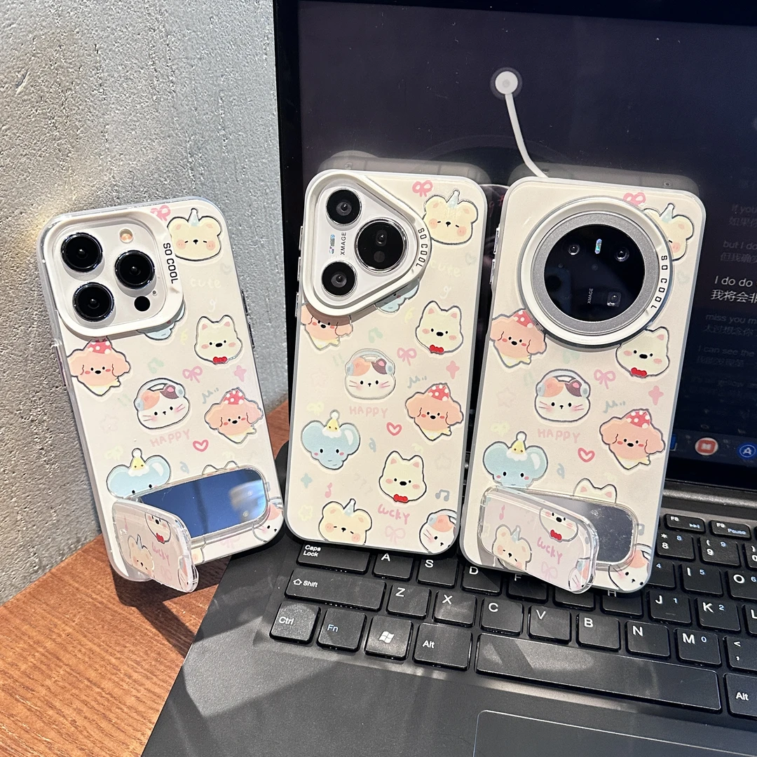 耳机猫咪适用苹果/华为/荣耀/OPPO/VIVO/小米手机壳支架防摔全包