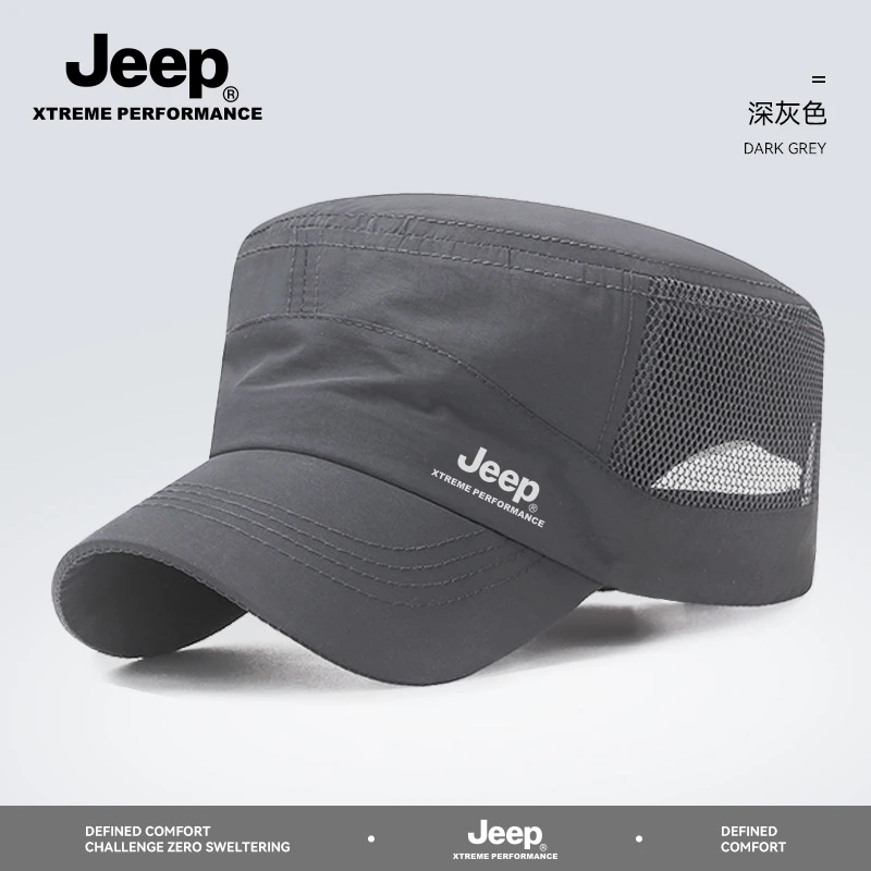 JEEP正品吉普平顶帽男春夏休闲速干男士夏季防晒棒球透气鸭舌帽子