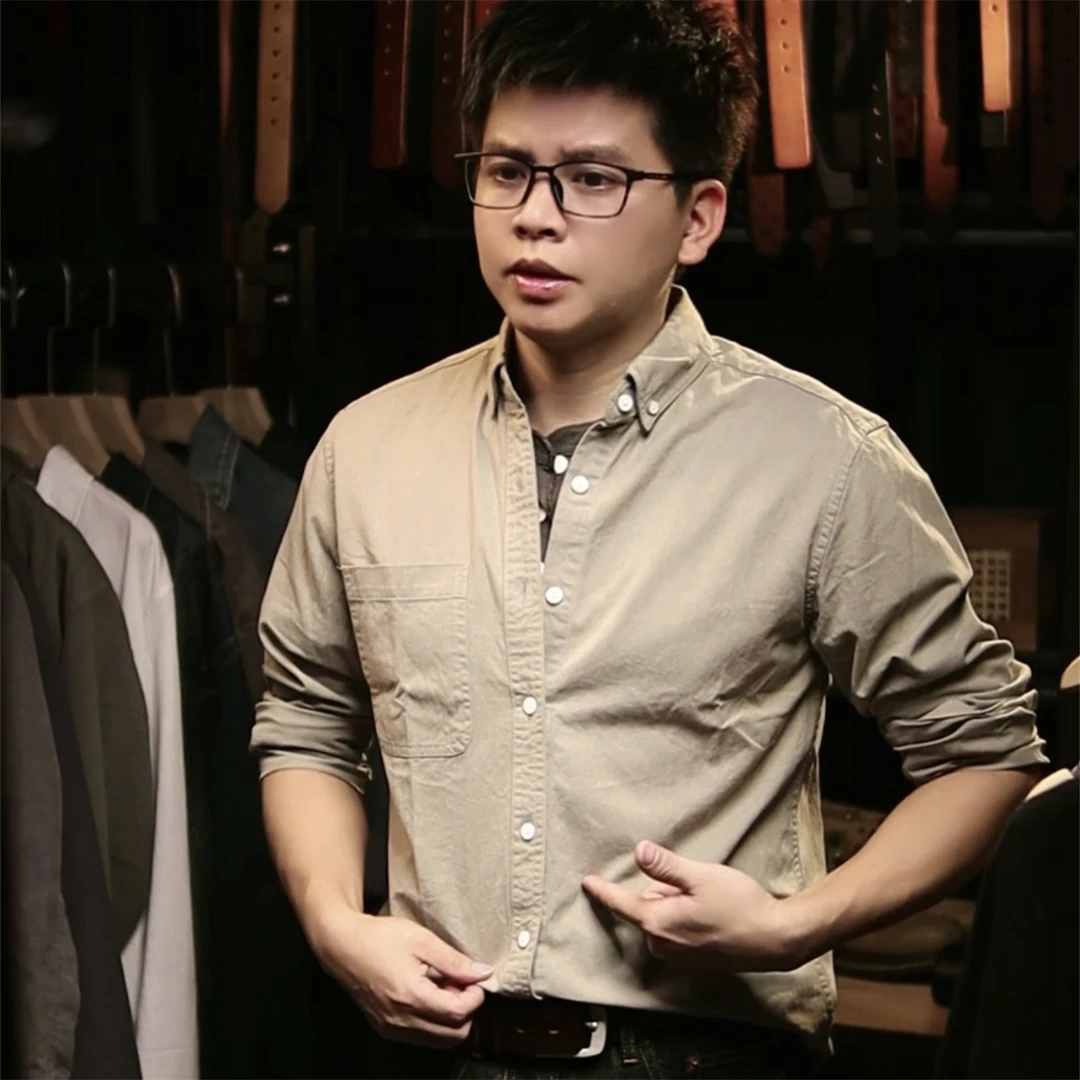 美式纯棉长袖衬衫男秋季上班通勤休闲纯色翻领男士衬衣百搭简约