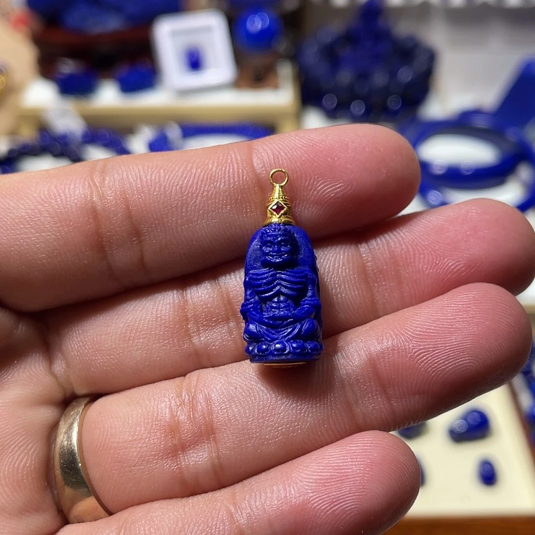 青金石18K金镶嵌苦行僧吊坠