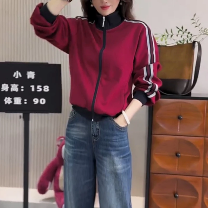 大码女装短外套女2025年秋季新款显瘦时尚百搭立领拉链开衫上衣