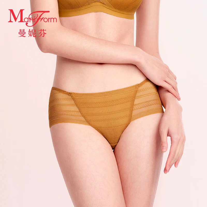 「曼妮芬 · 法式蕾丝裤」女士性感蕾丝内裤轻薄高级透气中低腰短裤