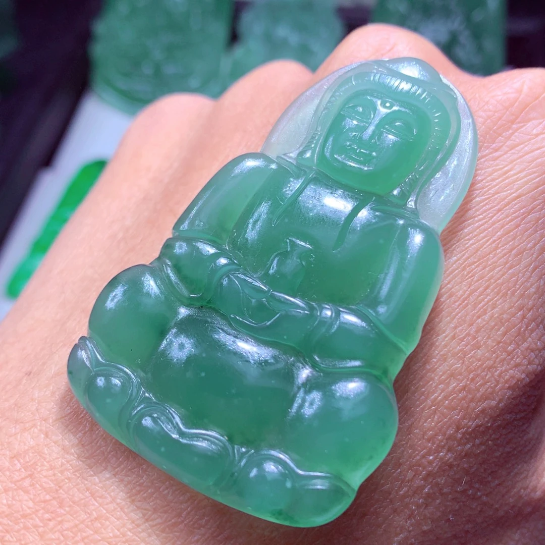 定制翡翠未镶嵌天然翡翠A货毛货挂件