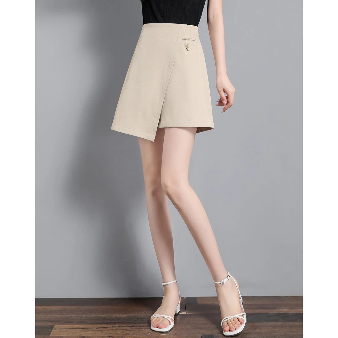 2025夏季女士新款不规则分割设计优雅知性气质百搭通勤半身裙7404