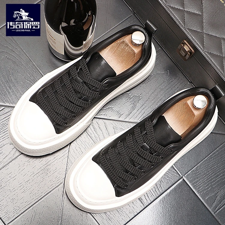 传奇保罗男鞋秋季新款休闲鞋男厚底韩版百搭板鞋时尚潮流运动鞋男