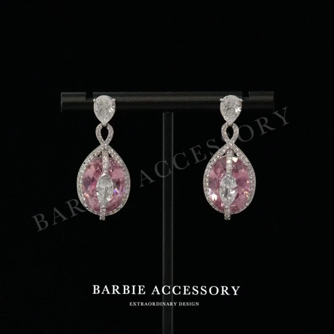 铜合金合成锆石耳饰 【锁星冰镜】时尚轻奢设计款高级绝美百搭耳环