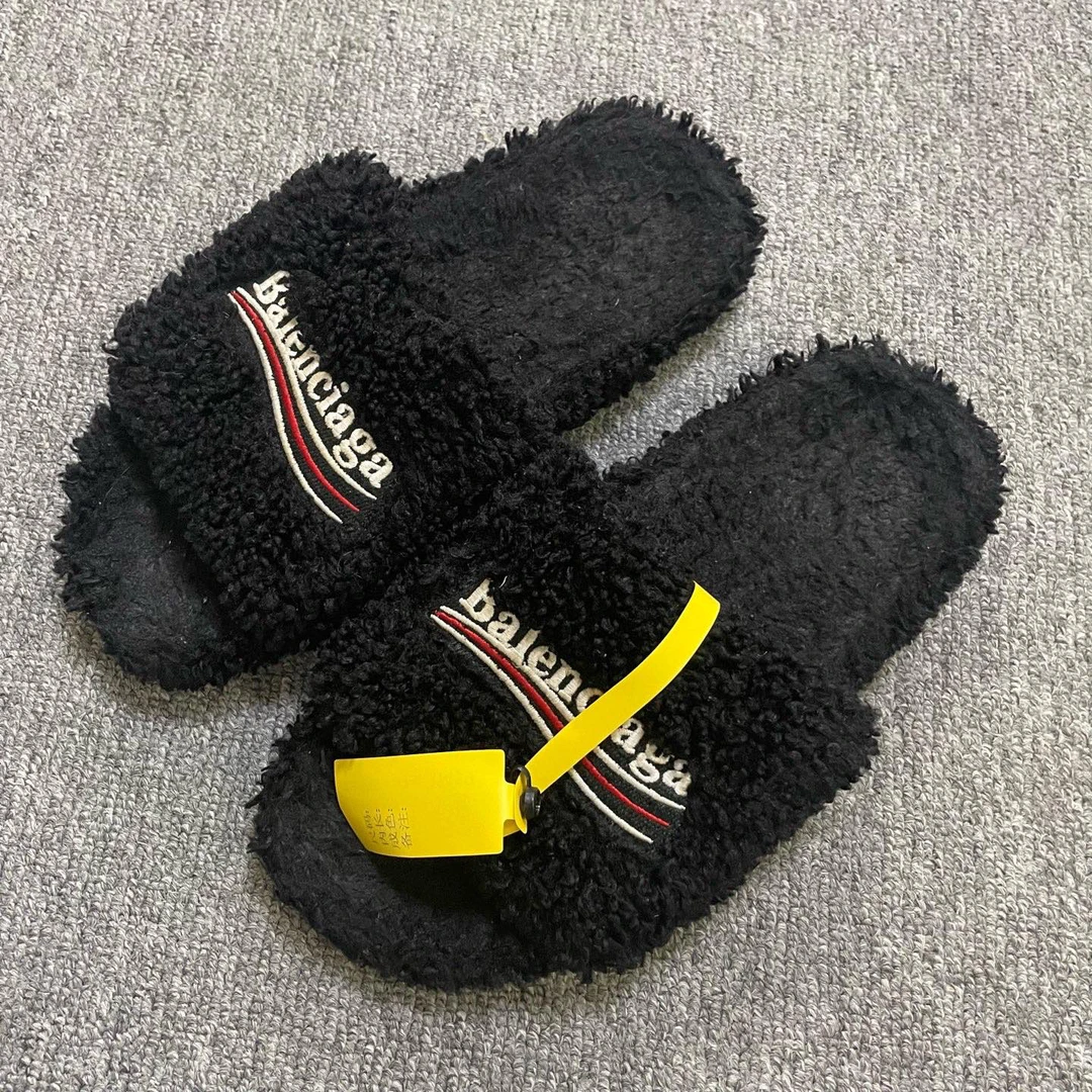 95新 Balenciaga/巴黎世家 Furry 套穿拖鞋 38码/11459