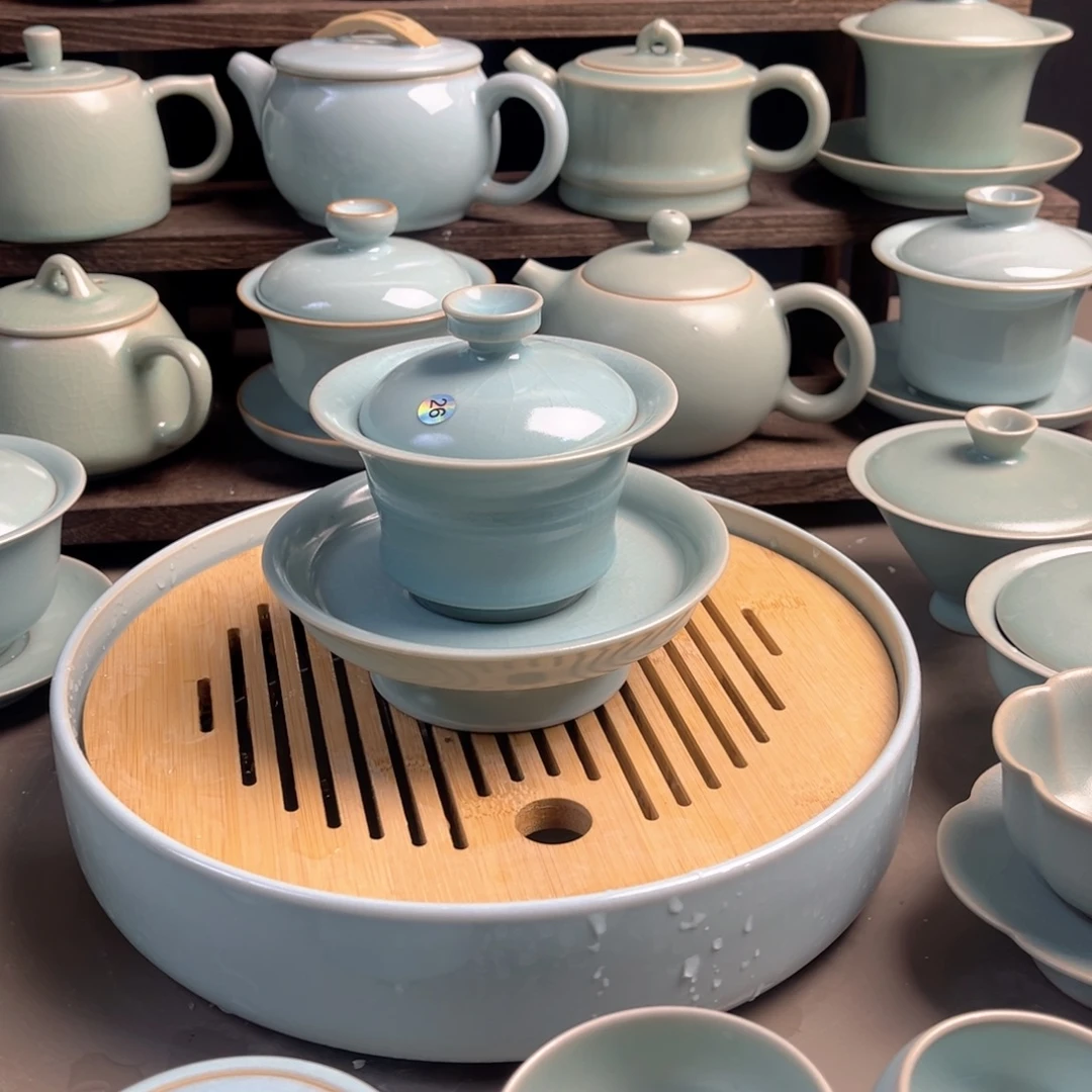 陶摆件瓷仿古釉三才马蹄原矿