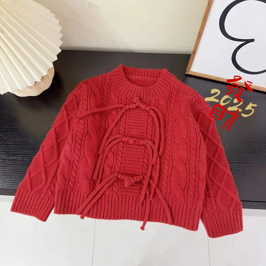 【新年贺岁毛衣】汤圆家童装2025新款新中式国风盘扣毛衣 YA-822