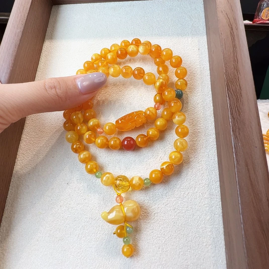 蜜蜡未镶嵌手链蜜蜡7.5mm