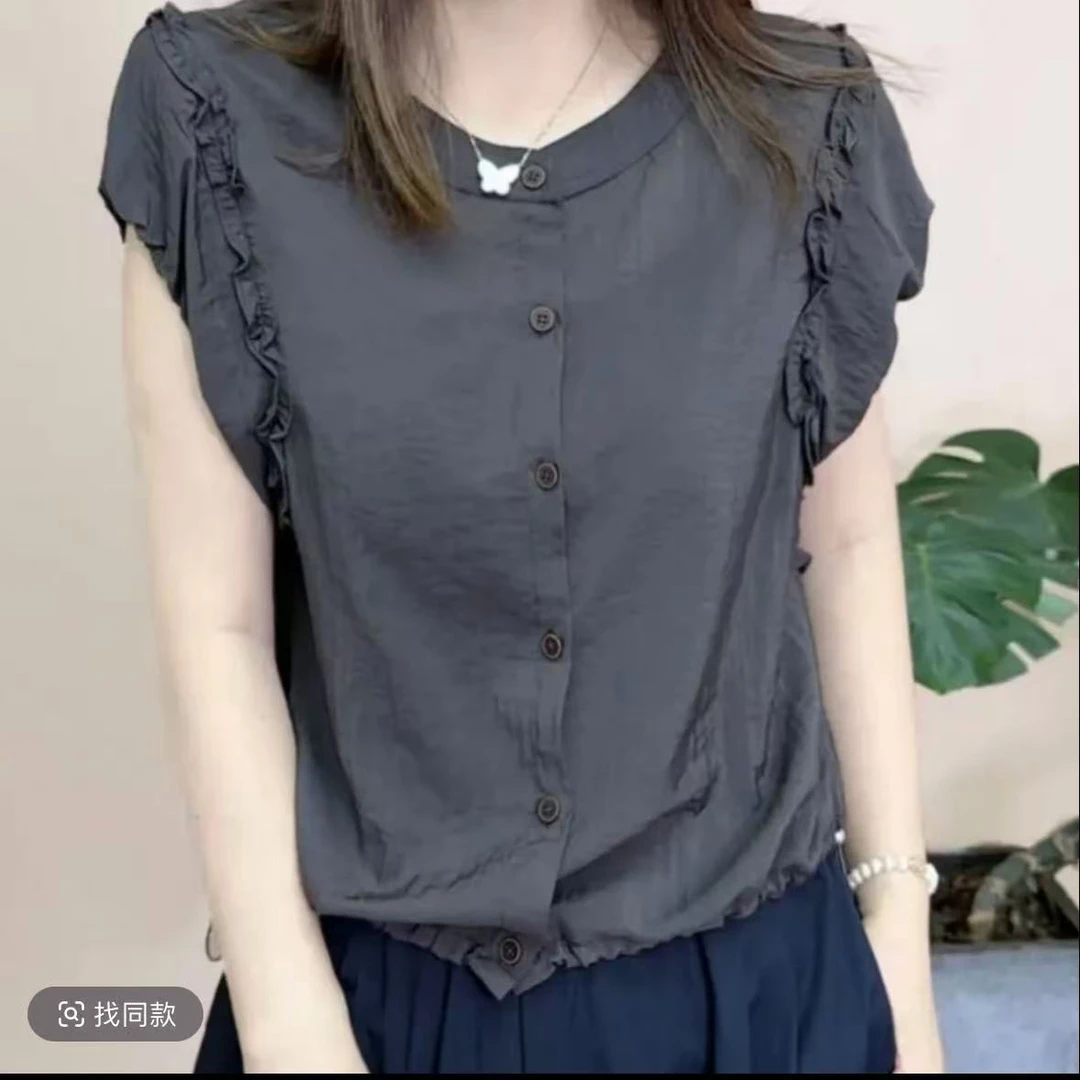 2025时尚衬衫百搭宽松显瘦短袖质感设计感休闲洋气休闲风108