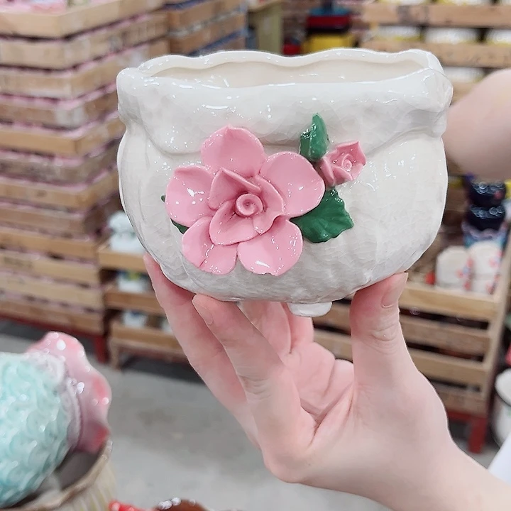 有孔.凑单10元陶瓷花盆发货！