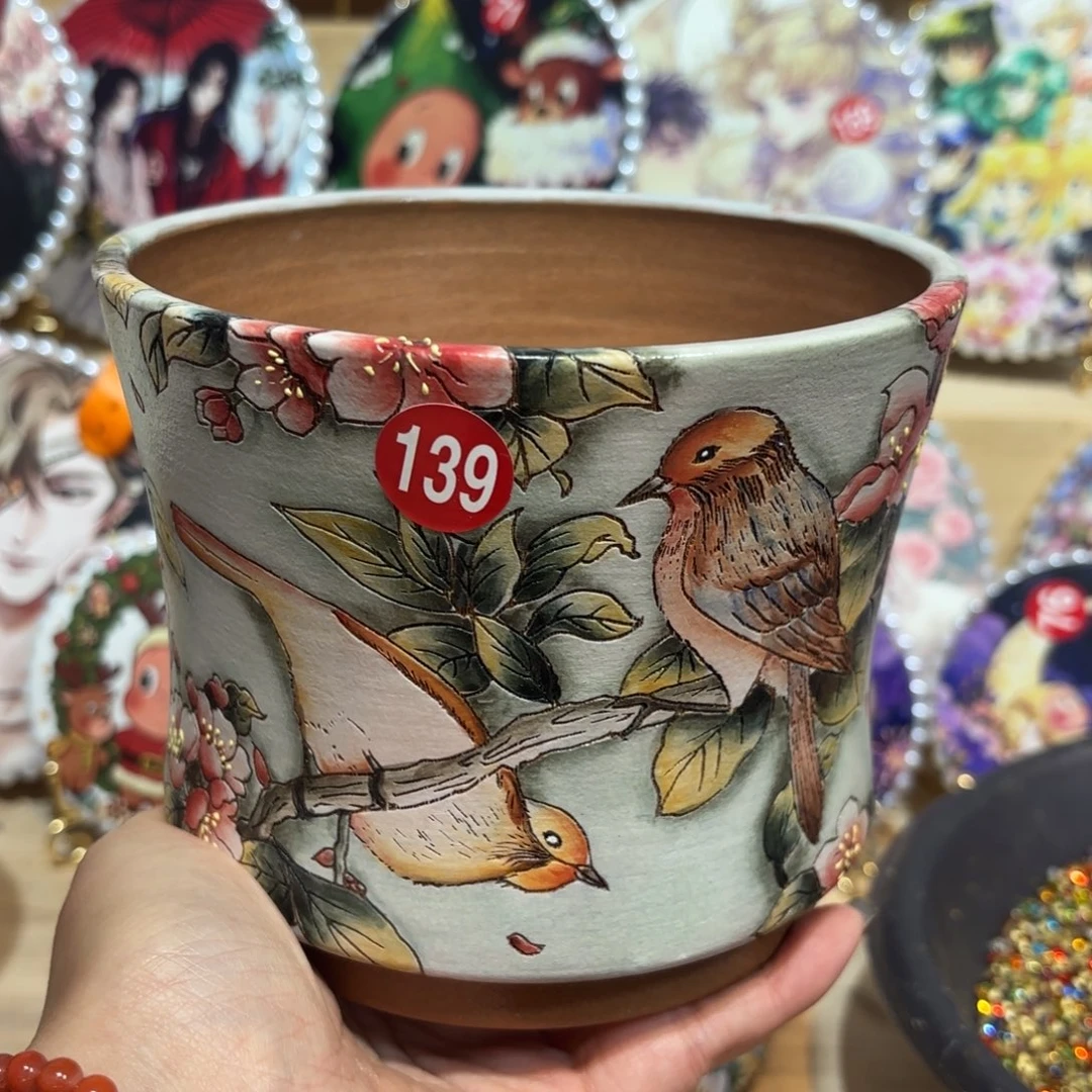 橙***橙景德镇手绘花盆陶瓷