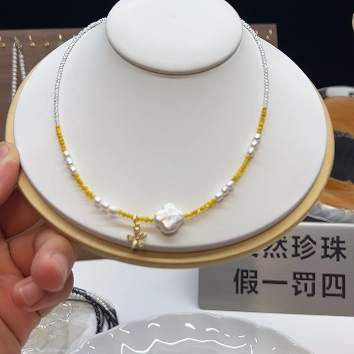 颈饰钛钢淡水珍珠