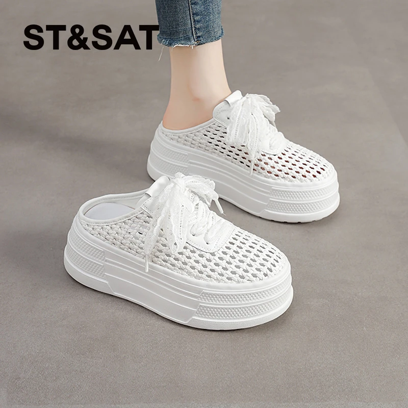 星期六复古凉拖女款2025夏季新款厚底镂空沙滩鞋休闲百搭包头凉鞋