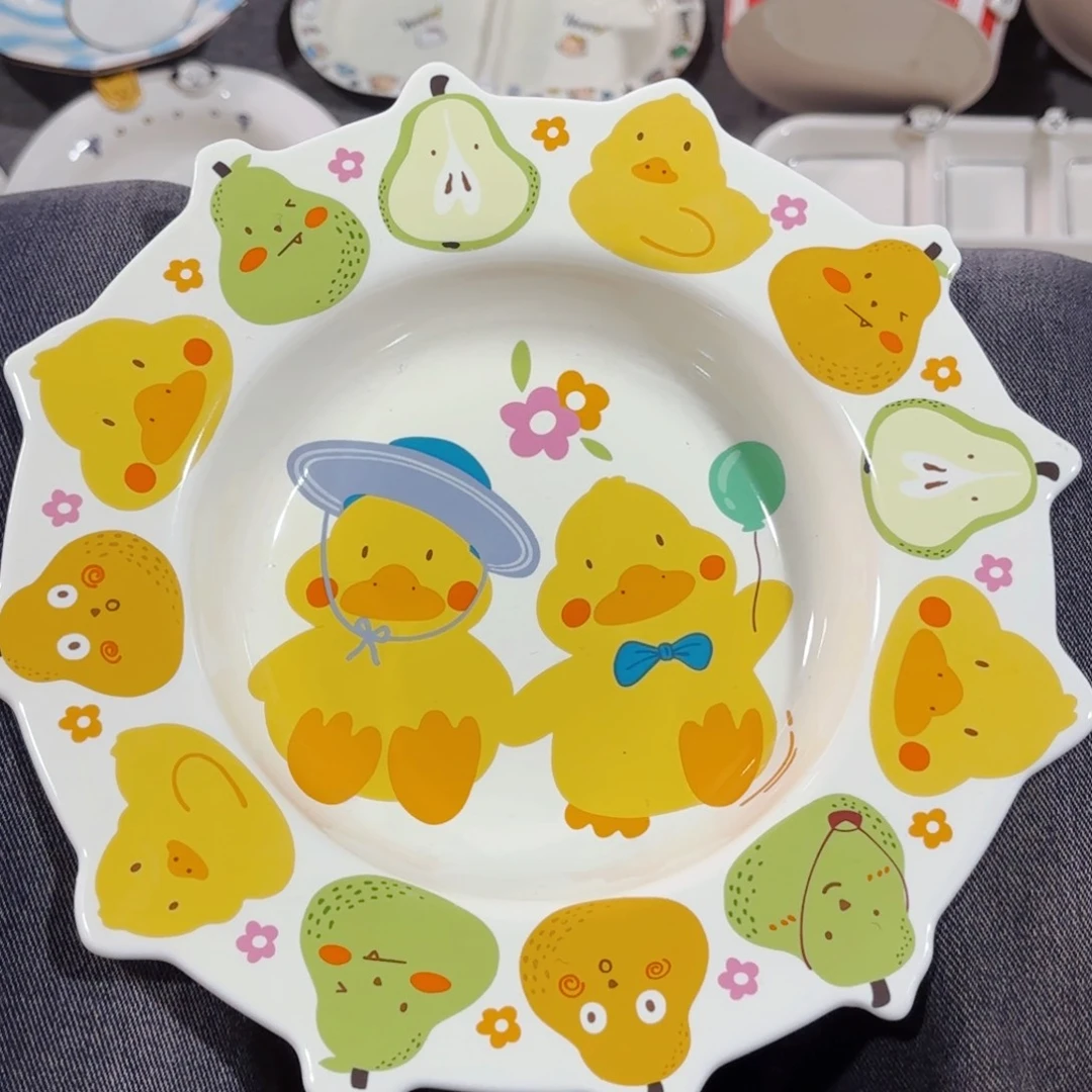 白瓷鸭梨十寸拌面盘带彩盒