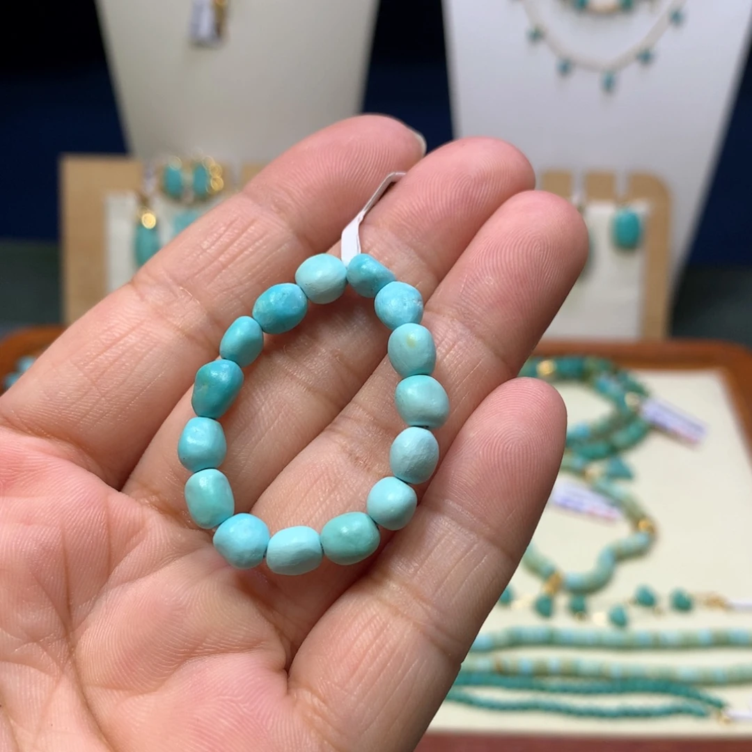 未镶嵌绿松石糖豆6mm半成品