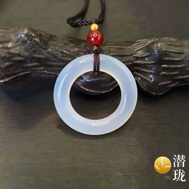 【潜珑】qj-9-30白月光白玛瑙跑环31mm