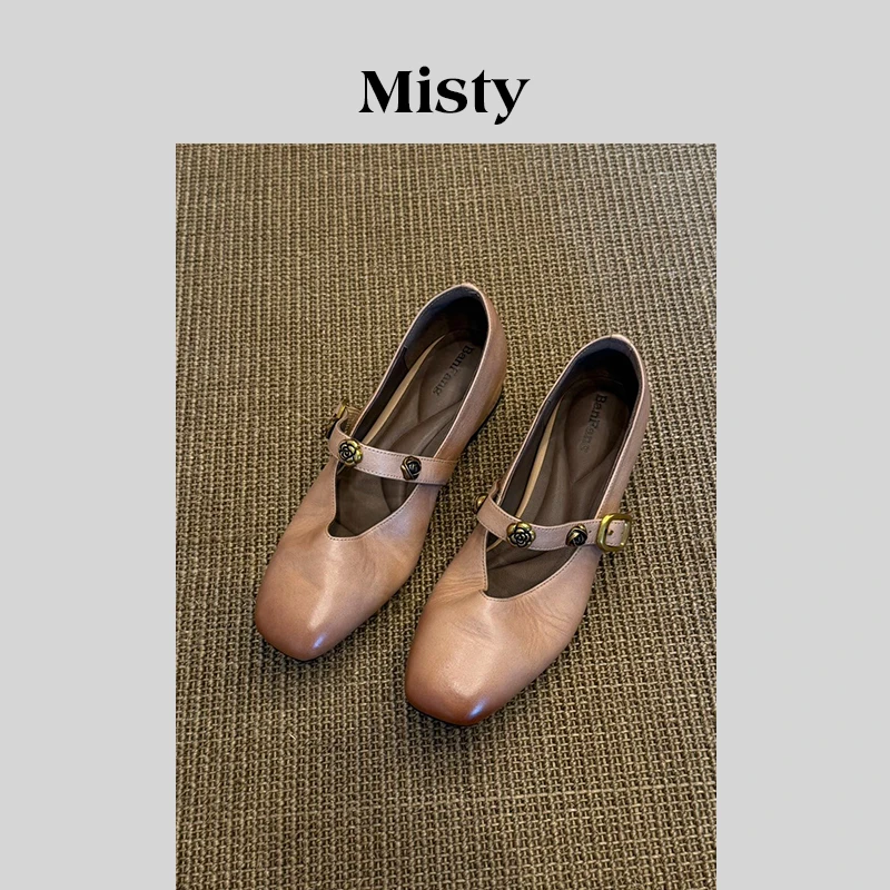 Misty森屿女鞋|34-40码|4.5cm|2025爆款粗跟平底浅口尖头百搭单鞋