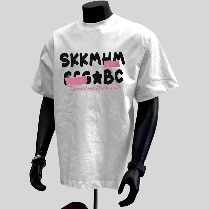 迪柯登美式纯棉设计感字母印花短袖男t恤夏季休闲新款宽松半秀禾