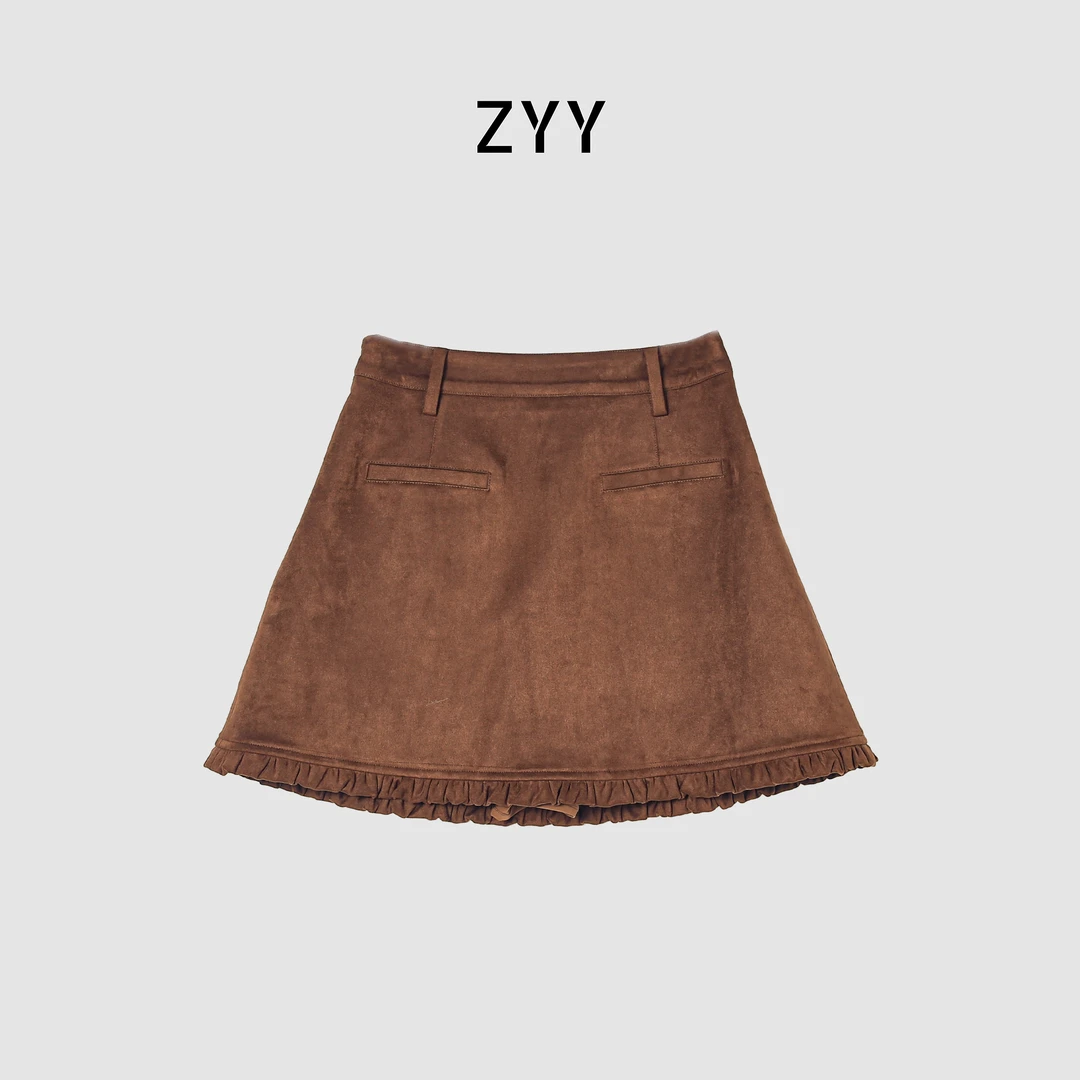 ZYY【清荷沐月】2025S/S新款木耳边下摆A字短款X25DDQ05711