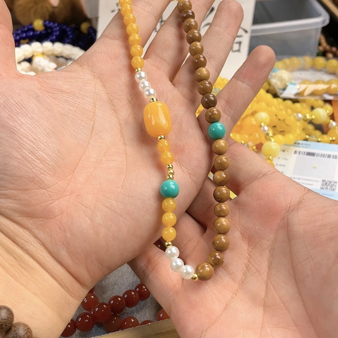 檀香木手串银S925镀金镶嵌