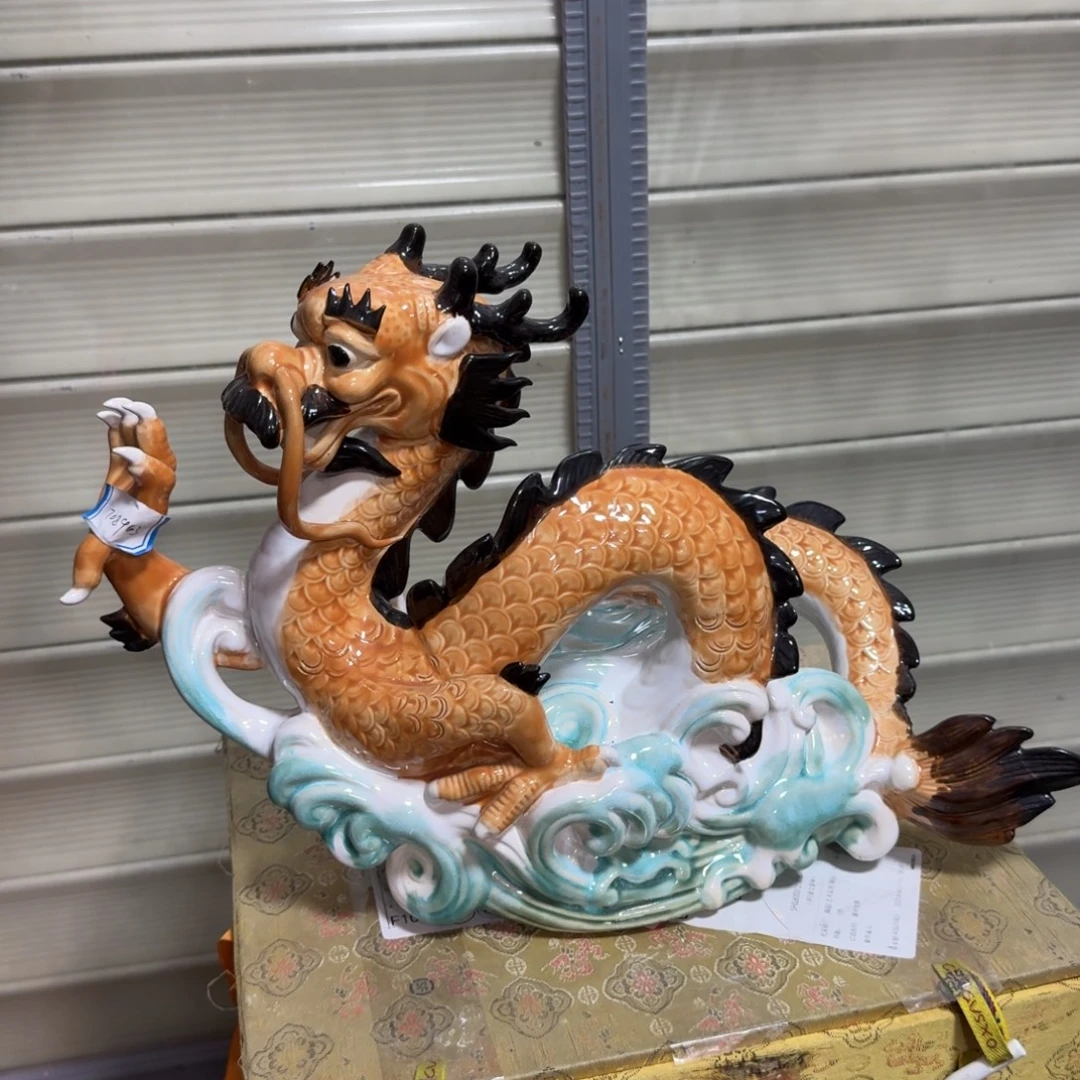 莲***3石湾窑陶瓷摆件龙