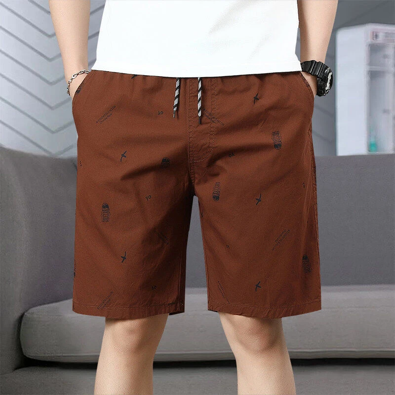 印花五分裤男士夏季薄款纯棉外穿沙滩裤男装休闲百搭大裤衩子潮男