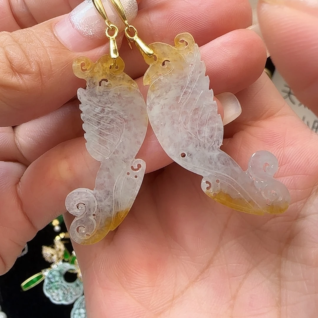 翡翠银S925镶嵌耳饰