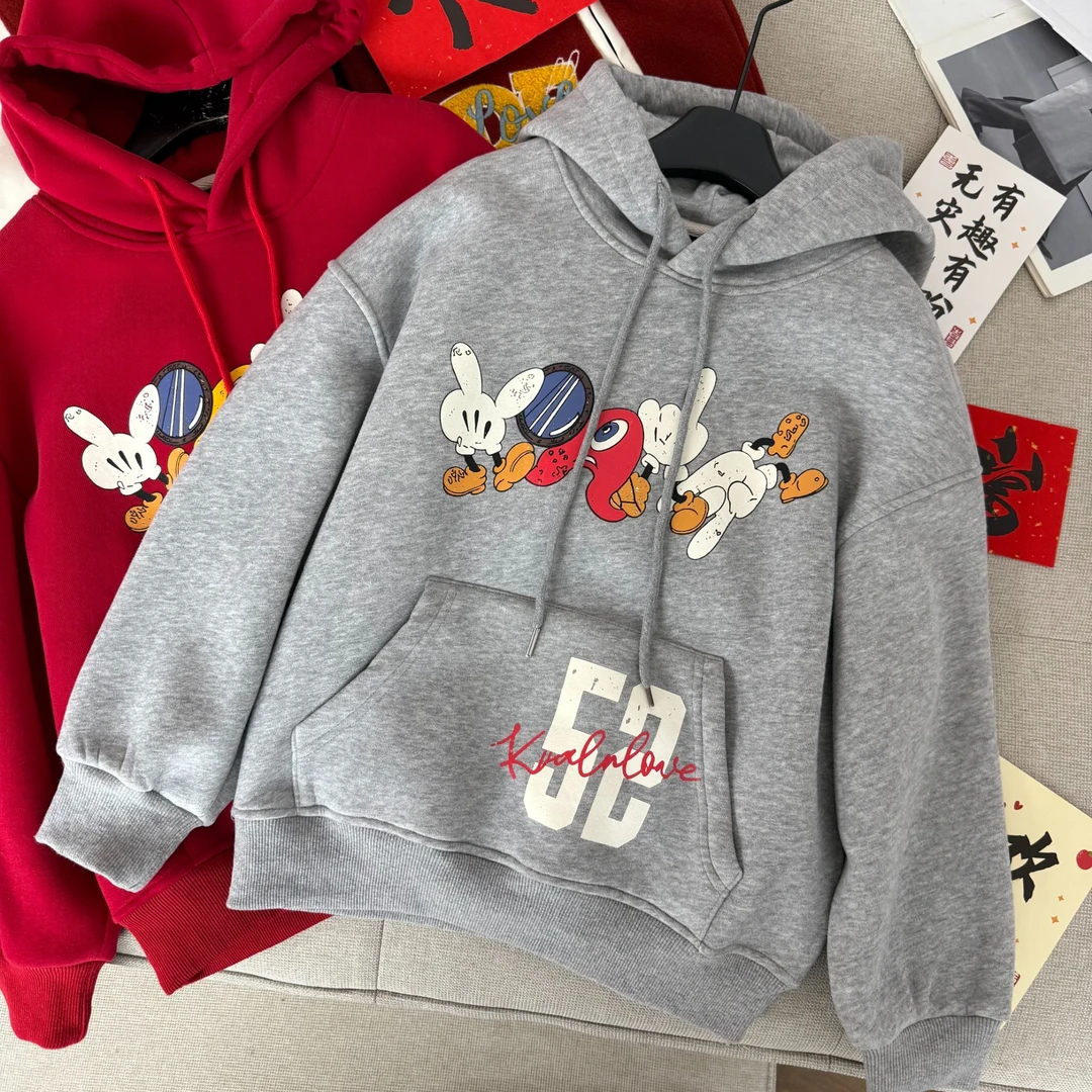 杭州六小六正版 BY LIUXIAOLIU冬季儿童年货加绒连帽卫衣20506