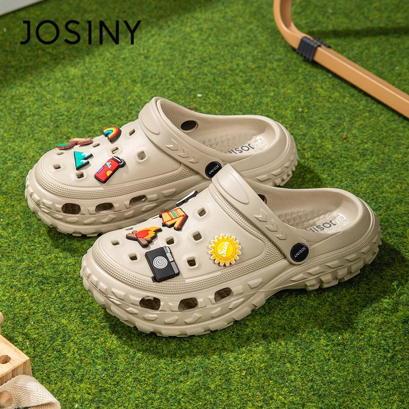 卓诗尼洞洞鞋女2025新款夏季外穿厚底防滑耐磨沙滩鞋包头海边凉拖