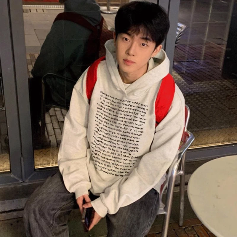 jtrt美式潮牌创意小众字母印花秋冬季宽松无口袋连帽卫衣男女外套