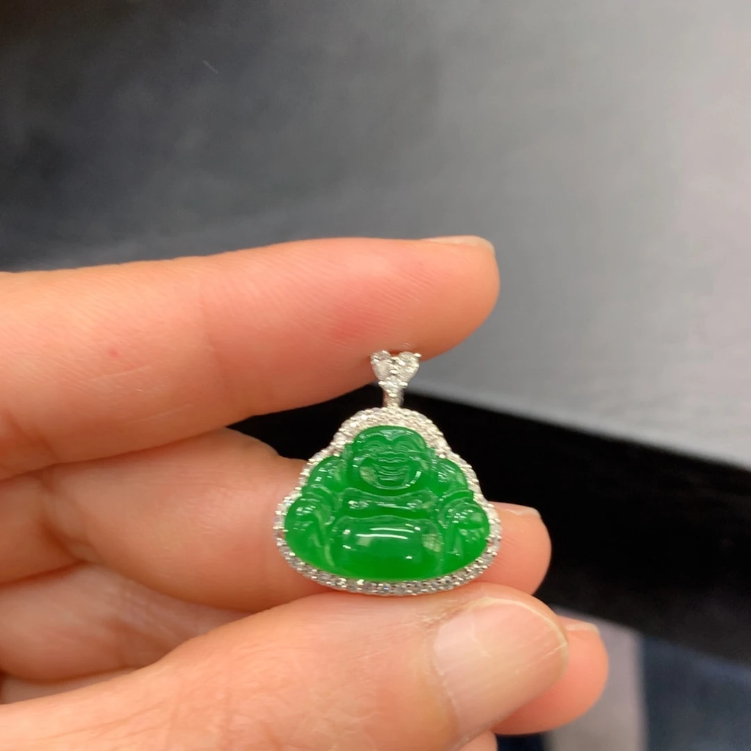 翡翠18K金镶嵌吊坠(不含链)