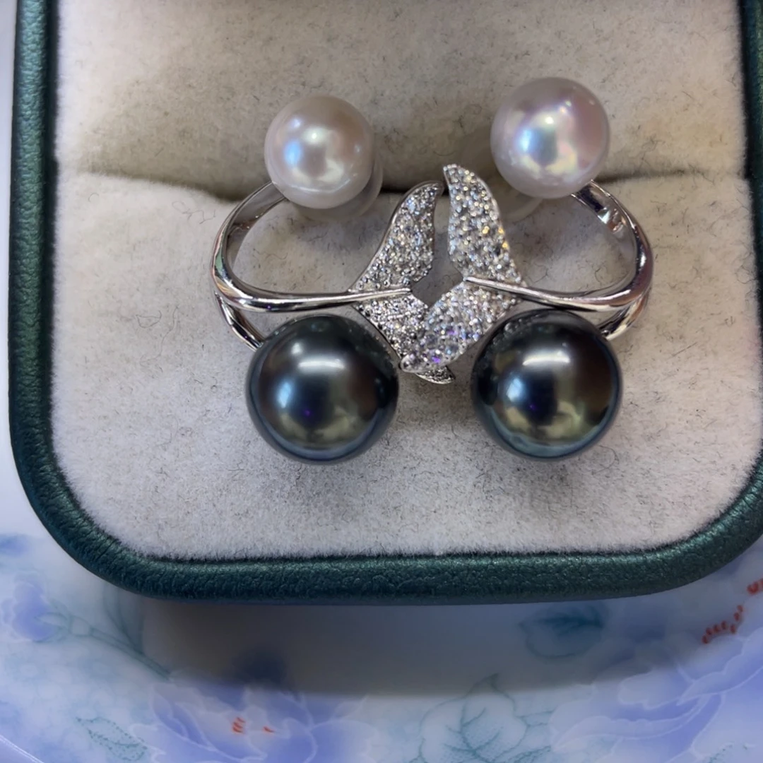 海水珍珠银S925镶嵌耳饰