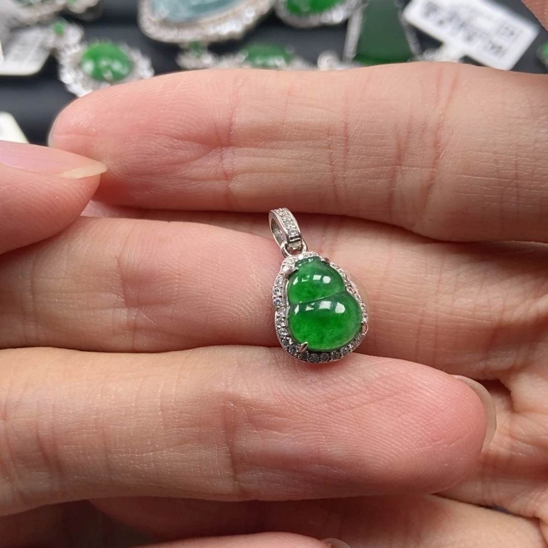 翡翠银S925镶嵌吊坠(不含链)