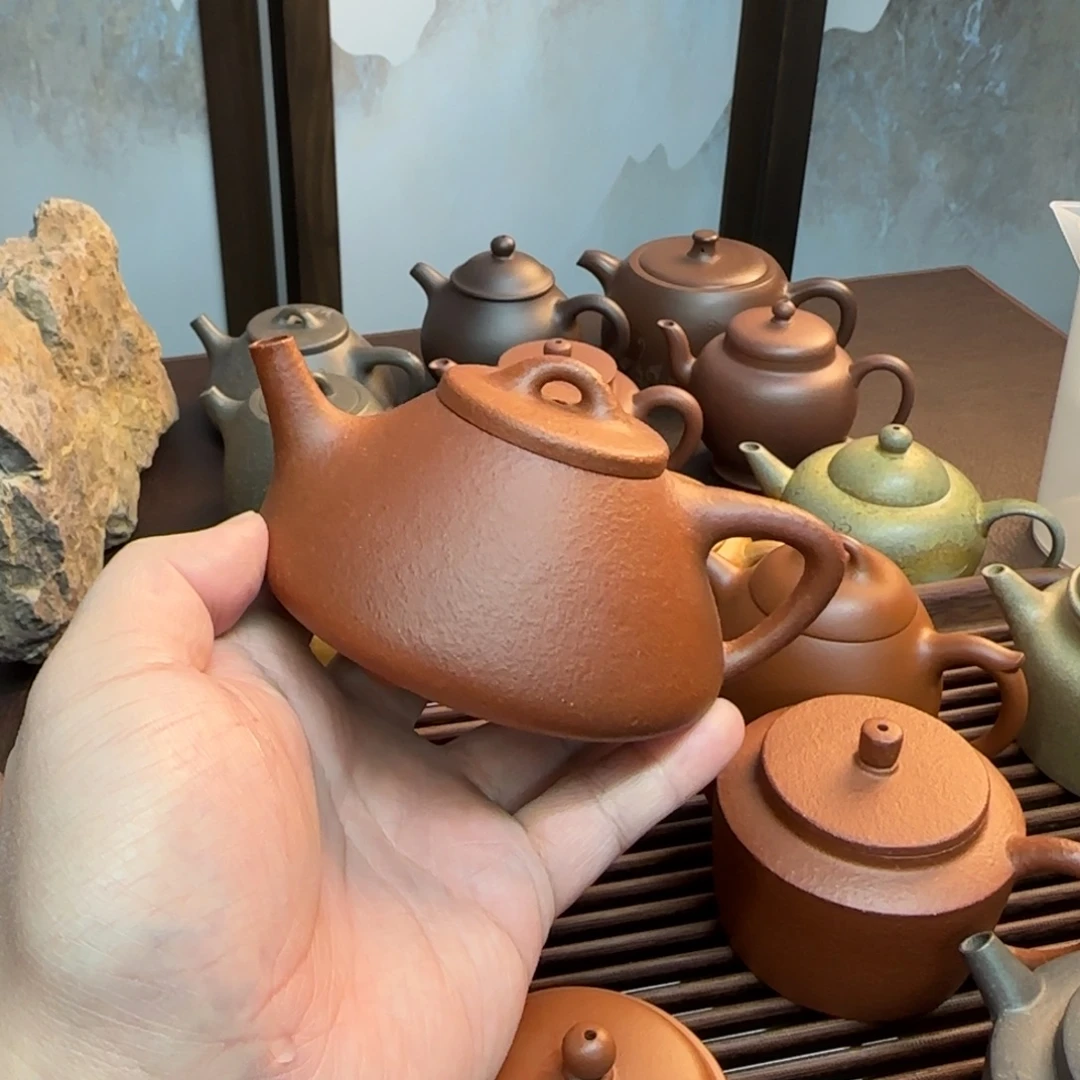 用***1茶壶紫砂宝山纯红降子冶石瓢
