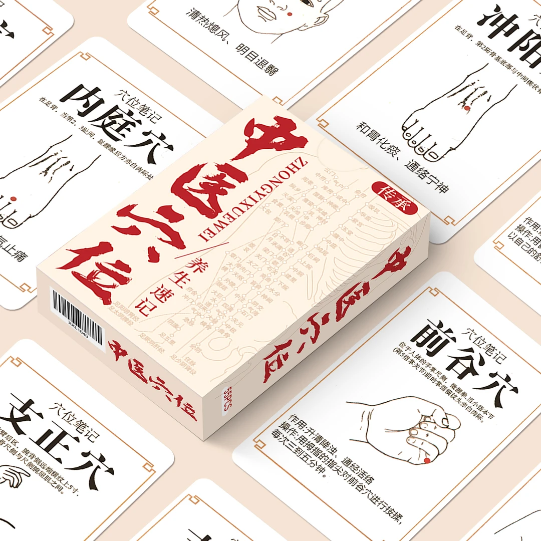 55张中医穴位小卡片创意小知识科普图文卡片速记简约笔记 -收藏卡