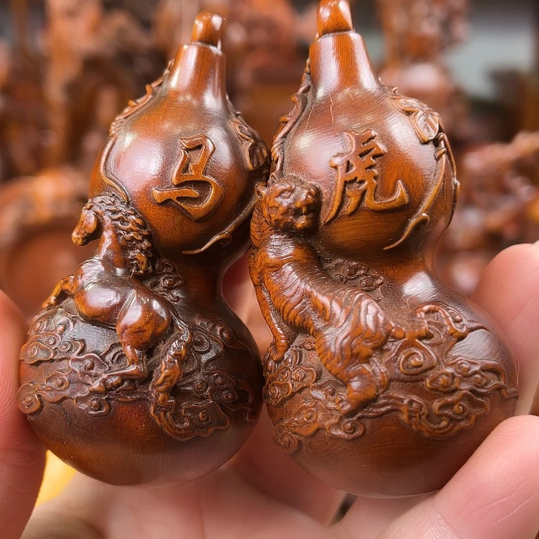 黄杨木人***?黄杨木雕刻 虎 马