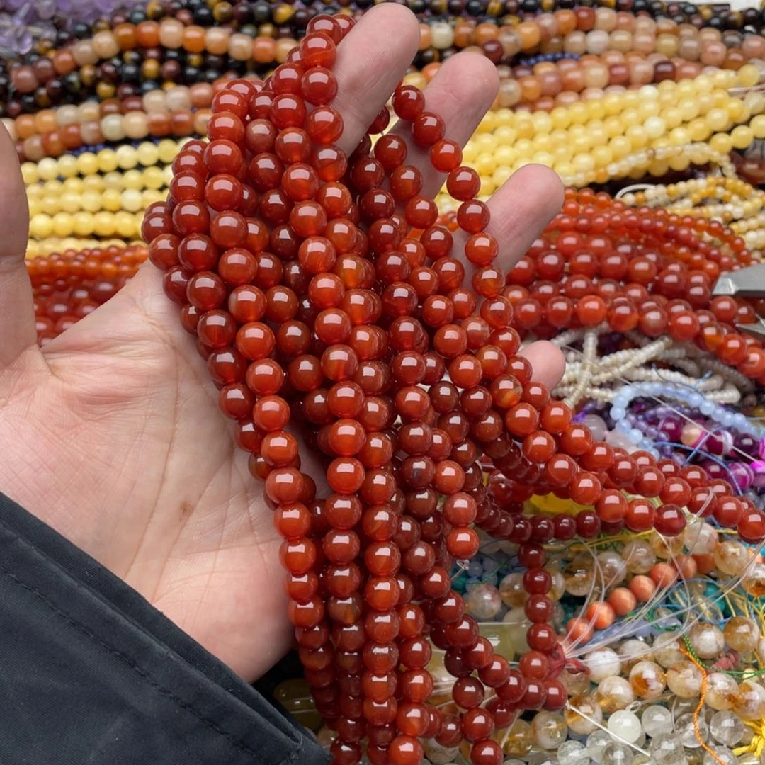 玛瑙/玉髓珠宝半成品未镶嵌一条装8mm红玛瑙