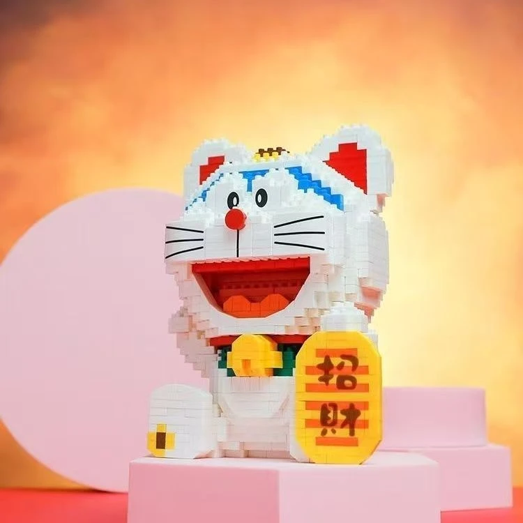 【精品清货】正版哆啦A梦16144招财猫财神爷叮当猫潮玩拼装玩具