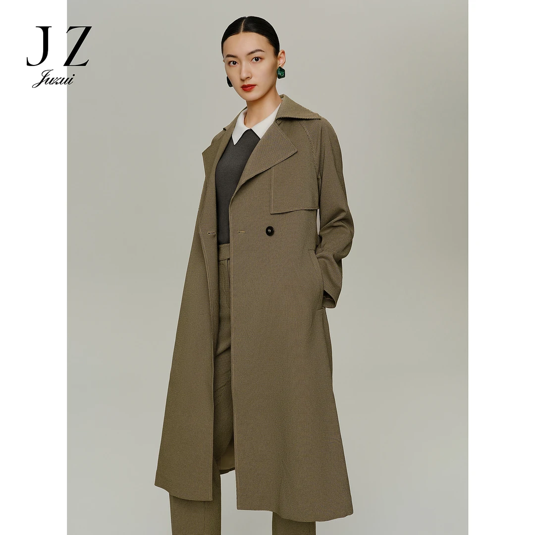 商场同款JZ玖姿商务休闲通勤翻领风衣女2025秋季新款JWDQ41103
