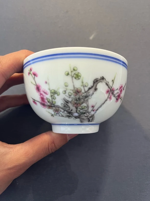 景德镇陶瓷粉彩茶杯梅花茶杯主人杯大容量茶杯客杯陶瓷茶杯