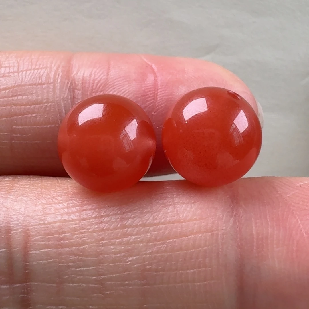 南红玛瑙未镶嵌圆珠对珠10*2