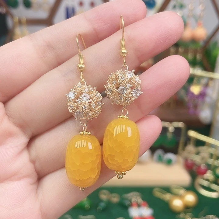 合金耳钉玛瑙/玉髓