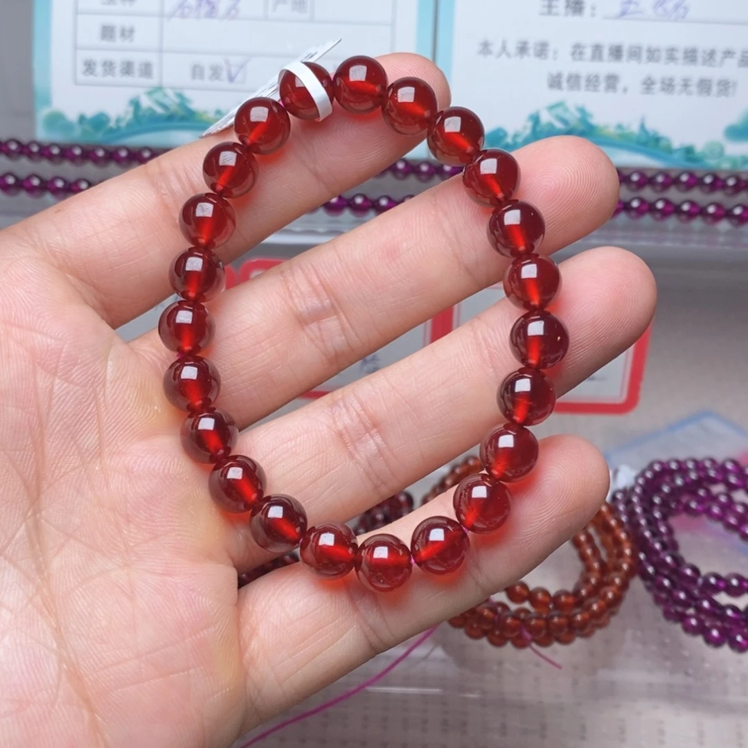 未镶嵌手链石榴石卡8➕橙红精品9A