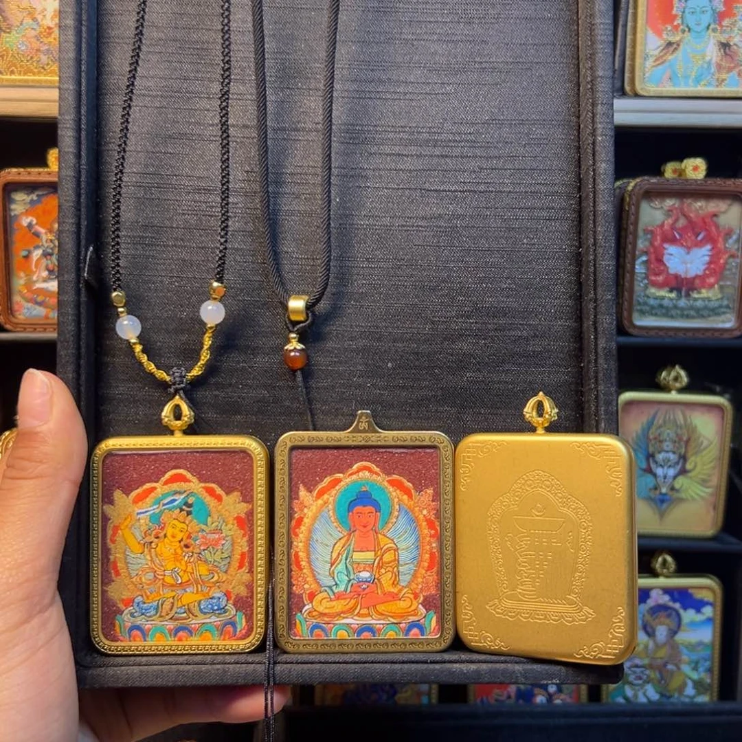 黑***生吊坠单面黄铜阿米文书绳1