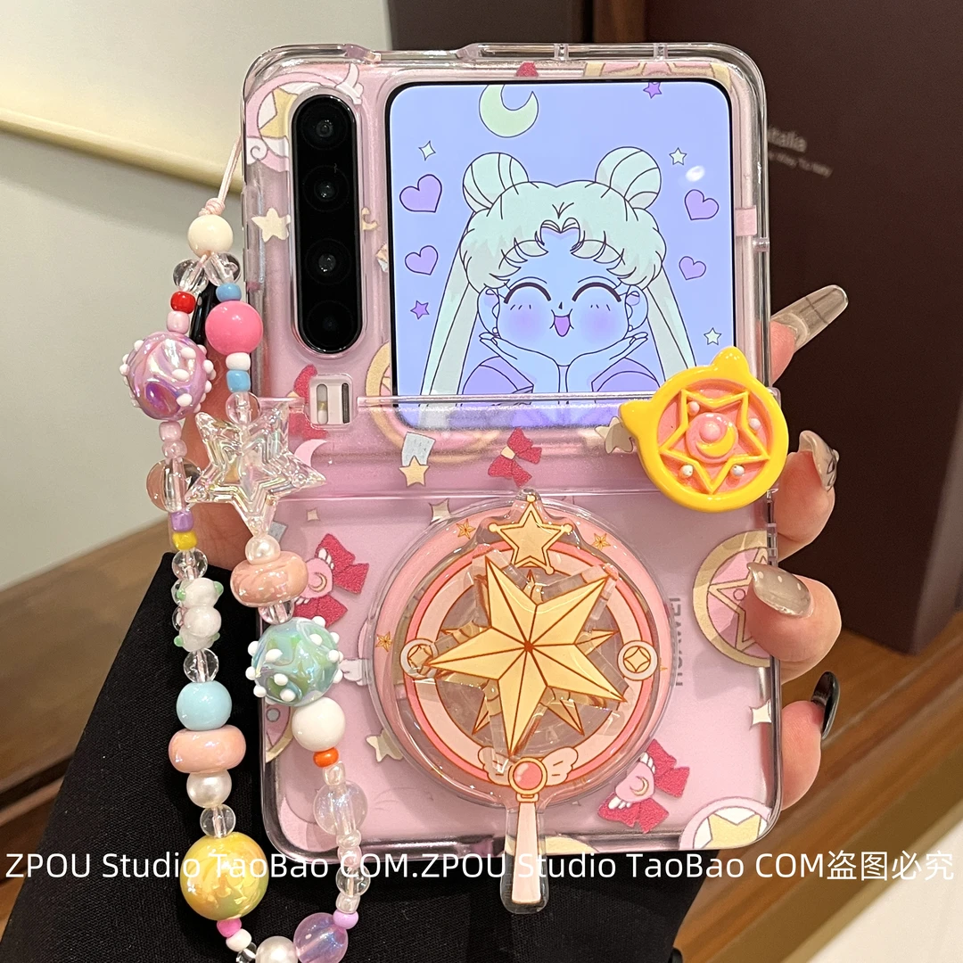 适用华为PuraX折叠手机壳美少女魔法棒磁吸支架pocket2荣耀2小米2