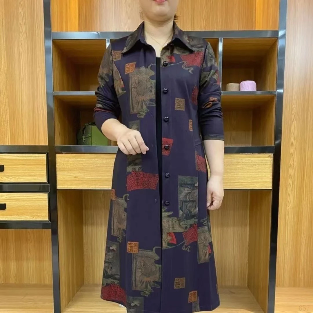 高档妈妈装大码中长款风衣外套2025新款中老年女秋季修身显瘦福利