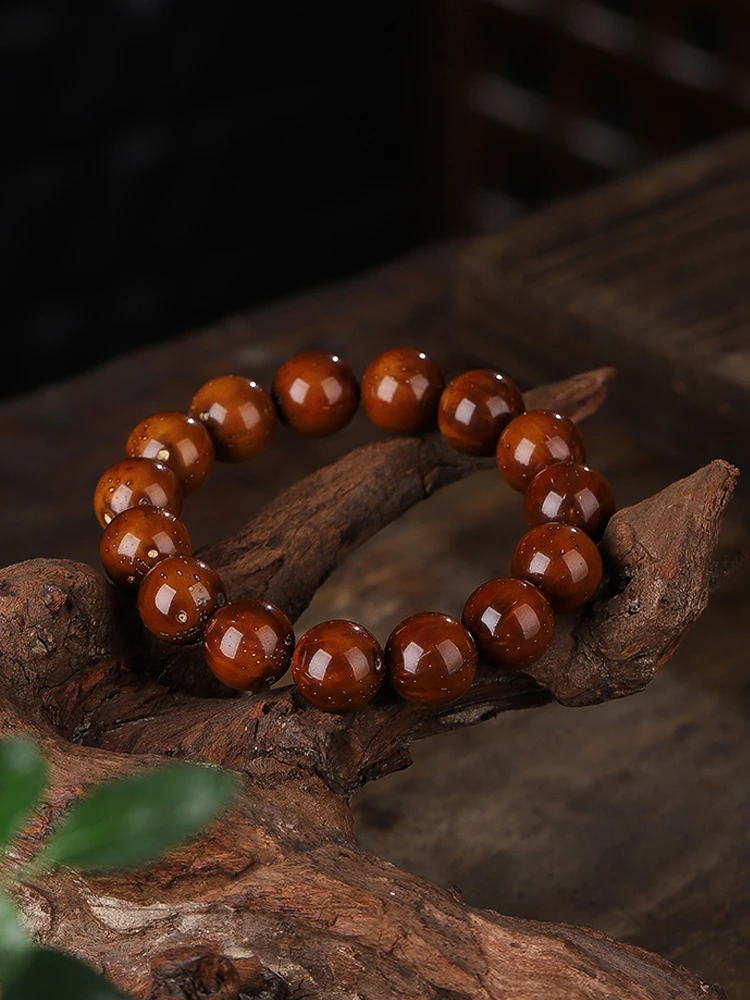 1.3招财紫金鼠光珠正圆精挑黄红皮老料佛珠念珠菩提文玩手串