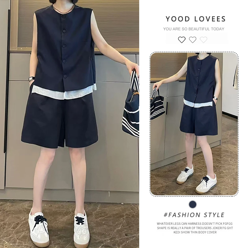 小众时尚高级感两件套2025夏季大码胖MM休闲气质宽松遮肉显瘦套装